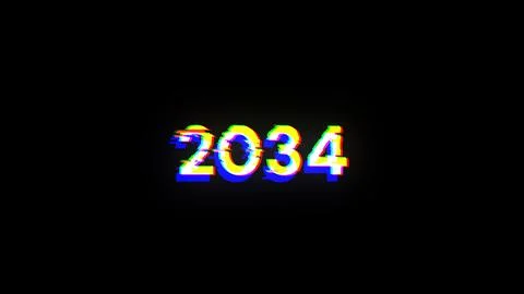 3D rendering 2034 text with screen effects of technological glitches Foto stock