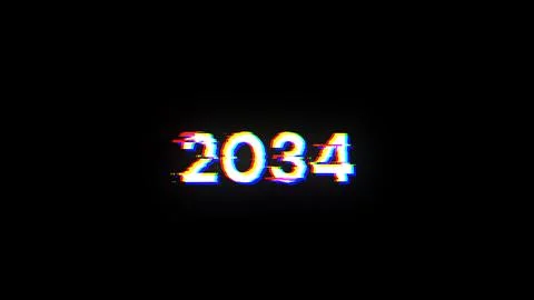 3D rendering 2034 text with screen effects of technological glitches Foto stock