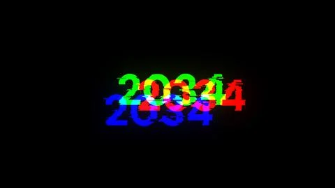 3D rendering 2034 text with screen effects of technological glitches Foto stock