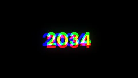 3D rendering 2034 text with screen effects of technological glitches 写真素材