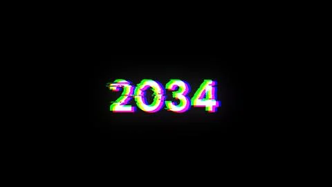 3D rendering 2034 text with screen effects of technological glitches Foto stock