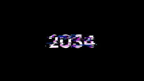 3D rendering 2034 text with screen effects of technological glitches Foto stock