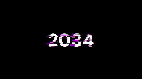 3D rendering 2034 text with screen effects of technological glitches Foto stock
