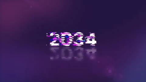 3D rendering 2034 text with screen effects of technological glitches Foto stock