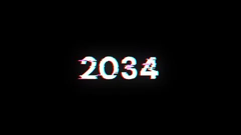 3D rendering 2034 text with screen effects of technological glitches 스톡 사진