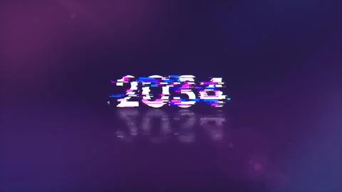 3D rendering 2034 text with screen effects of technological glitches 스톡 사진