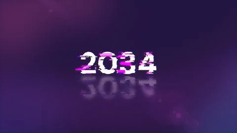 3D rendering 2034 text with screen effects of technological glitches Foto stock