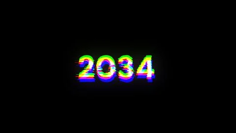 3D rendering 2034 text with screen effects of technological glitches 写真素材