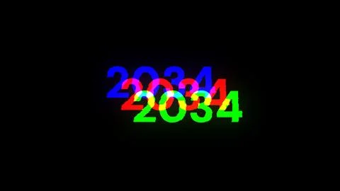 3D rendering 2034 text with screen effects of technological glitches Foto stock