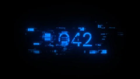 3D rendering 2042 text with screen effects of technological glitches Stock Photos