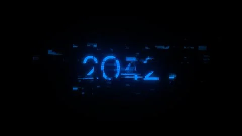 3D rendering 2042 text with screen effects of technological glitches 스톡 사진