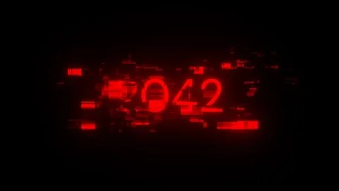 3D rendering 2042 text with screen effects of technological glitches 写真素材