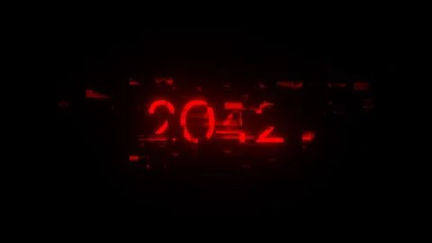 3D rendering 2042 text with screen effects of technological glitches Foto stock
