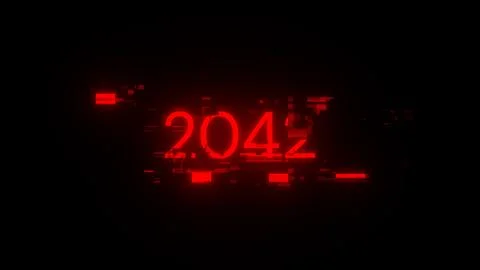 3D rendering 2042 text with screen effects of technological glitches 스톡 사진