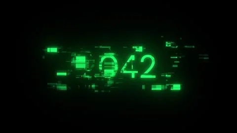 3D rendering 2042 text with screen effects of technological glitches Stock Photos
