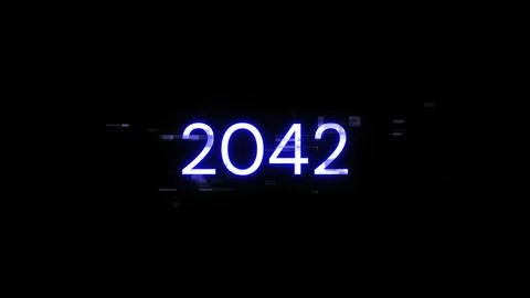 3D rendering 2042 text with screen effects of technological glitches Stock Photos