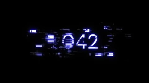 3D rendering 2042 text with screen effects of technological glitches Foto stock