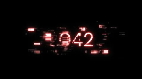 3D rendering 2042 text with screen effects of technological glitches 스톡 사진