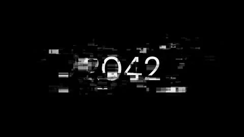 3D rendering 2042 text with screen effects of technological glitches Foto stock