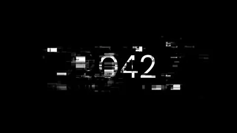 3D rendering 2042 text with screen effects of technological glitches Stock-Fotos