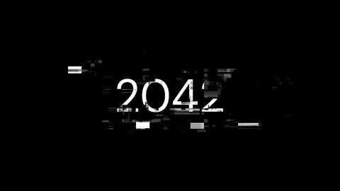 3D rendering 2042 text with screen effects of technological glitches 스톡 사진