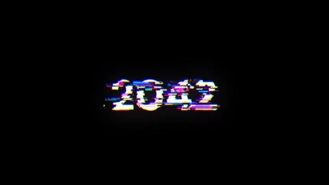 3D rendering 2042 text with screen effects of technological glitches 스톡 사진