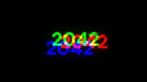 3D rendering 2042 text with screen effects of technological glitches Foto stock