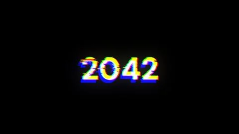 3D rendering 2042 text with screen effects of technological glitches Foto stock