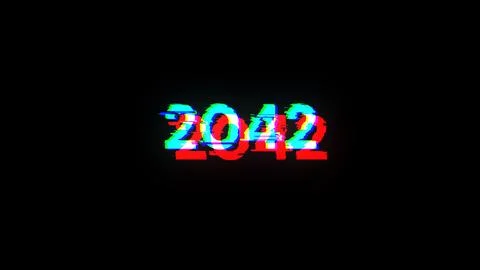 3D rendering 2042 text with screen effects of technological glitches Foto stock