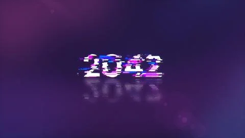 3D rendering 2042 text with screen effects of technological glitches Stock-Fotos