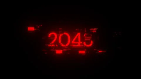 3D rendering 2043 text with screen effects of technological glitches Stock-Illustration