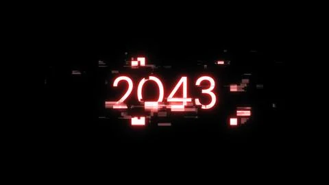 3D rendering 2043 text with screen effects of technological glitches Stock Illustration