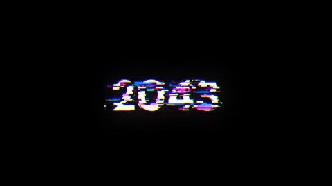 3D rendering 2043 text with screen effects of technological glitches Stock Illustration