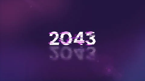 3D rendering 2043 text with screen effects of technological glitches Stock Illustration