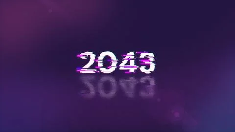 3D rendering 2043 text with screen effects of technological glitches Illustrazione stock