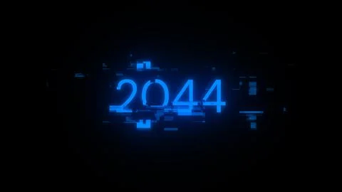 3D rendering 2044 text with screen effects of technological glitches 스톡 일러스트