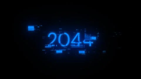 3D rendering 2044 text with screen effects of technological glitches イラスト素材