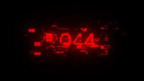 3D rendering 2044 text with screen effects of technological glitches 库存插图