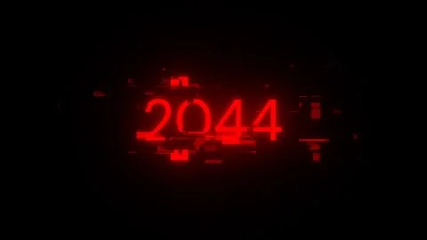 3D rendering 2044 text with screen effects of technological glitches 库存插图