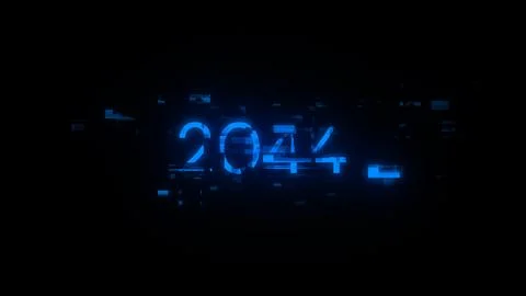 3D rendering 2044 text with screen effects of technological glitches Stock Illustration