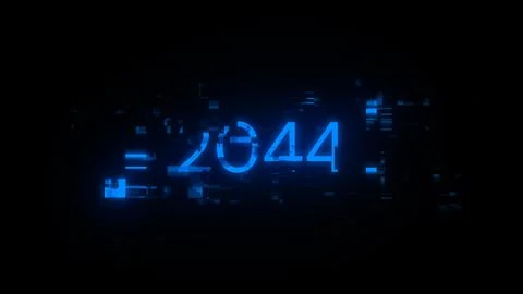 3D rendering 2044 text with screen effects of technological glitches 스톡 일러스트