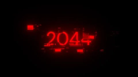 3D rendering 2044 text with screen effects of technological glitches 스톡 일러스트