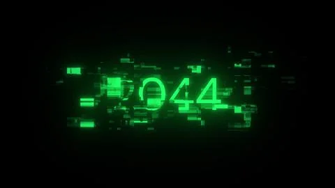 3D rendering 2044 text with screen effects of technological glitches イラスト素材