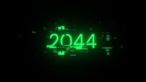 3D rendering 2044 text with screen effects of technological glitches イラスト素材