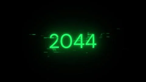 3D rendering 2044 text with screen effects of technological glitches Illustrazione stock