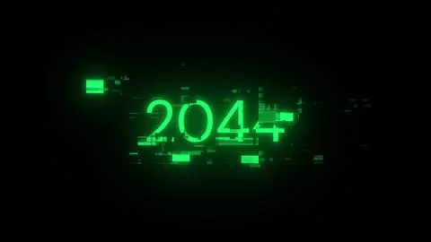 3D rendering 2044 text with screen effects of technological glitches 스톡 일러스트