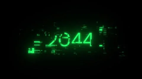 3D rendering 2044 text with screen effects of technological glitches 스톡 일러스트