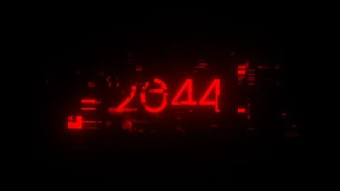 3D rendering 2044 text with screen effects of technological glitches 스톡 일러스트