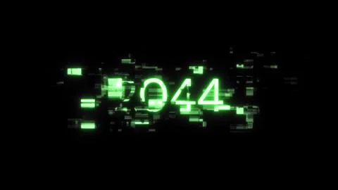 3D rendering 2044 text with screen effects of technological glitches Stock Illustration