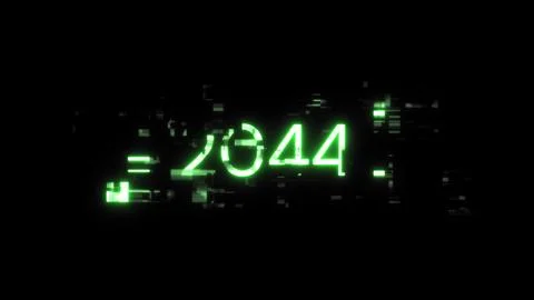 3D rendering 2044 text with screen effects of technological glitches 库存插图
